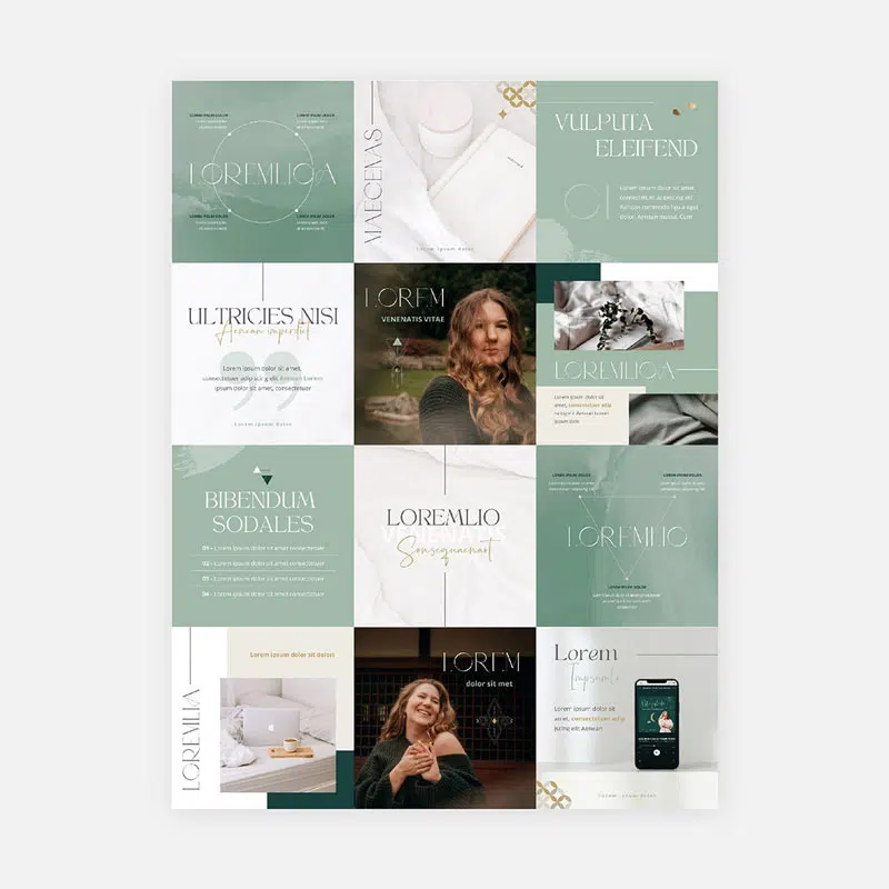 Instagram Gestaltung für eine virtuelle Assistentin. Der Feed wirkt edel, ruhig und minimalistisch.