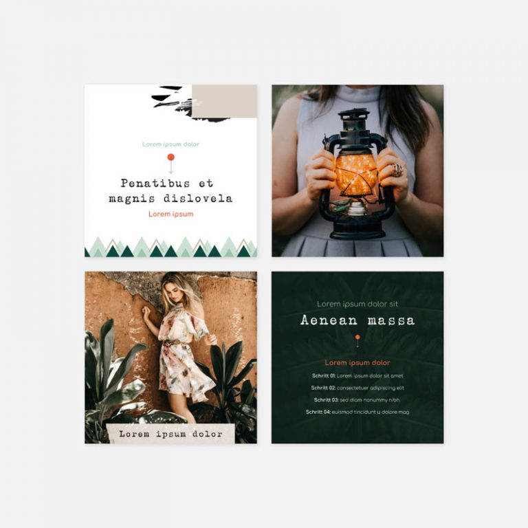 Instagram Feed Gestaltung in den Farben Grün und Beige für eine Fotografin.
