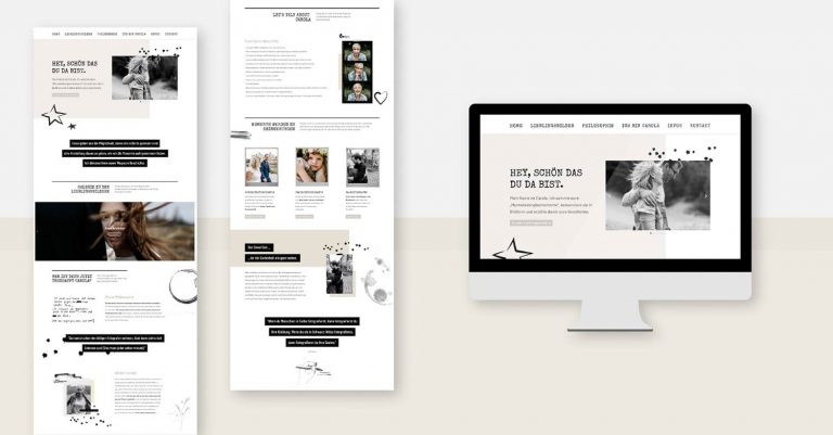Website Portfolio Seite für Fotografin in Schwarz und Weiß von Jana Köppe Brand Designerin aus Dachau bei München