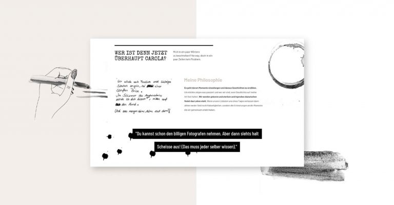 Website für Fotografin in Schwarz und Weiß auf Laptop Mockup von Jana Köppe Brand Designerin aus Dachau bei München
