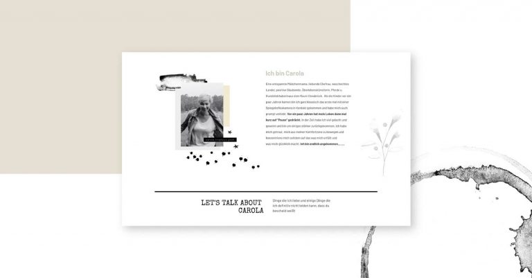 Website Unterseite für Fotografin in Schwarz und Weiß von Jana Köppe Brand Designerin aus Dachau bei München