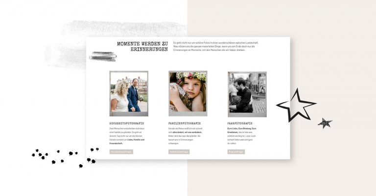 Website auf Laptop für Fotografin in Schwarz und Weiß von Jana Köppe Brand Designerin aus Dachau bei München