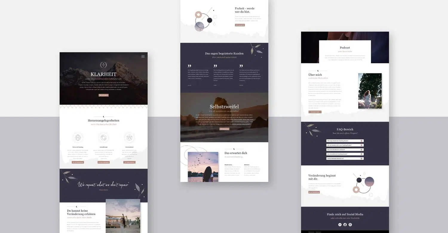 3 Seiten mit Layouts