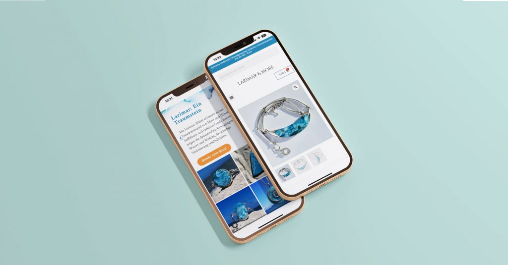 Online Shop für Schmuck auf Desktop in Weiß von Jana Köppe Brand Designerin aus Dachau bei München