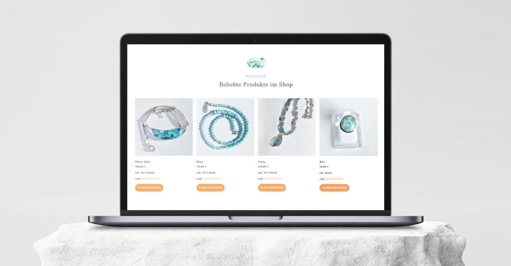 Responsive Website für Schmuck Shop auf Tablet und Smartphone von Jana Köppe Brand Designerin aus Dachau bei München