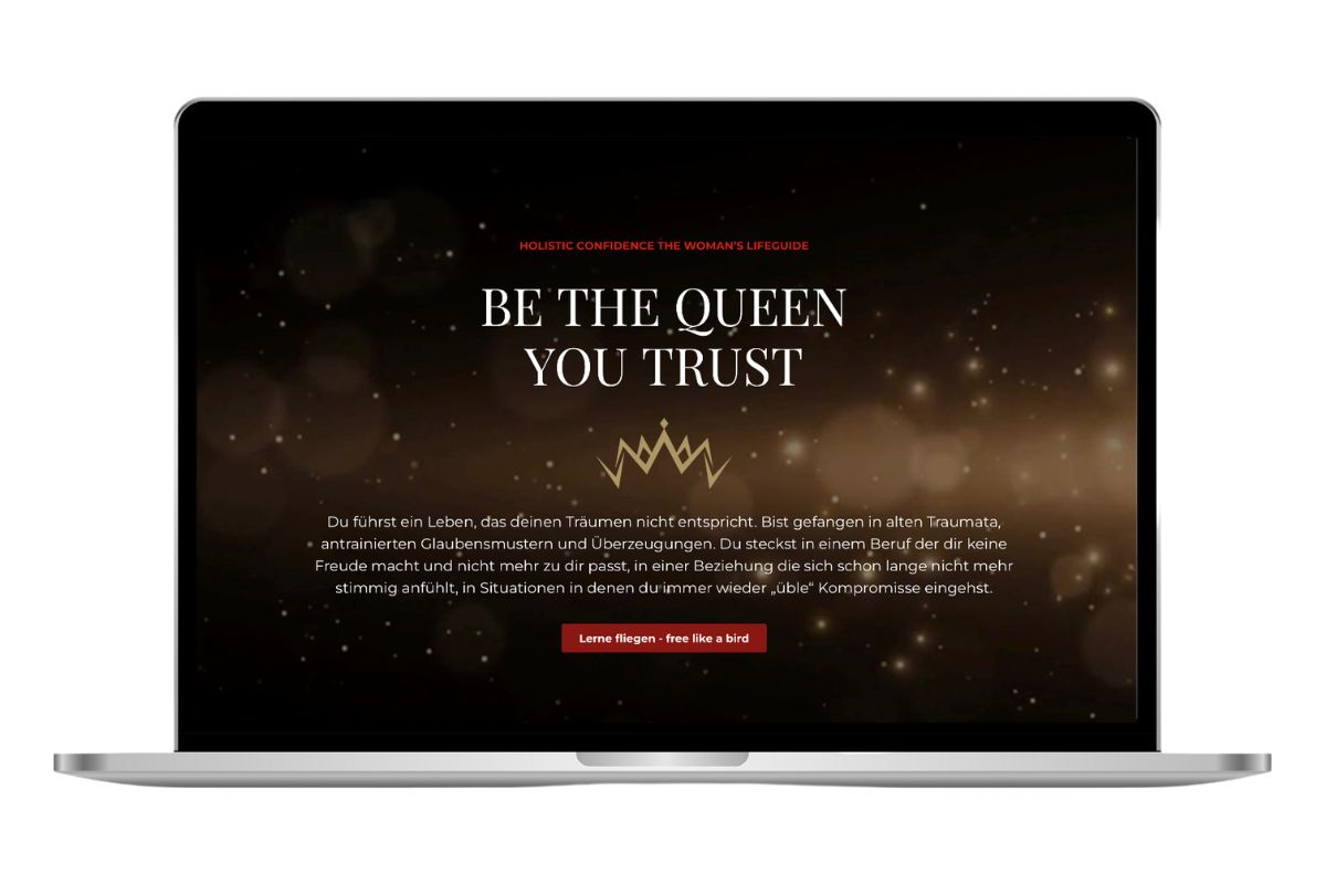 Vorschau einer Webseite in Gold Schwarz mit Krone