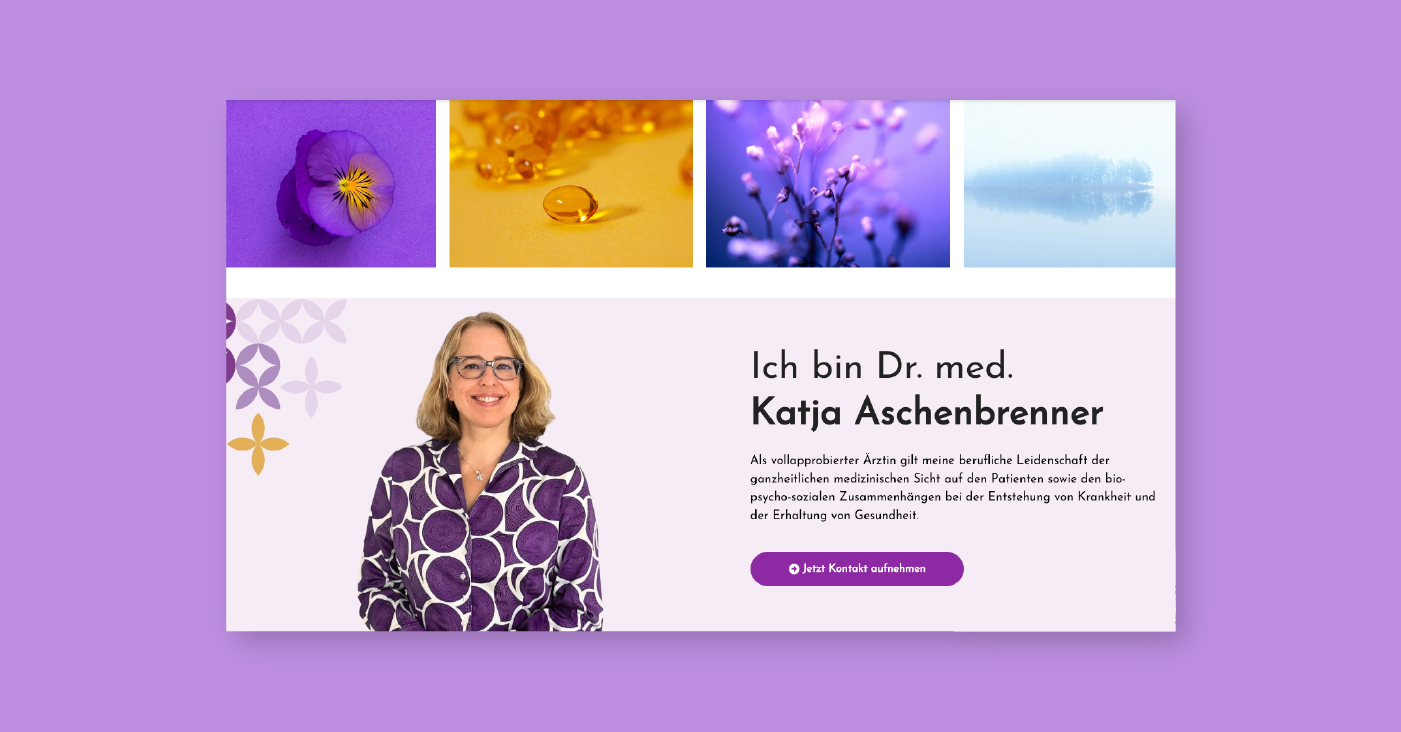 Ärztin Dr. Katja Aschenbrenner auf ihrer Praxis-Website, Beispiel für Webdesign für Ärzte