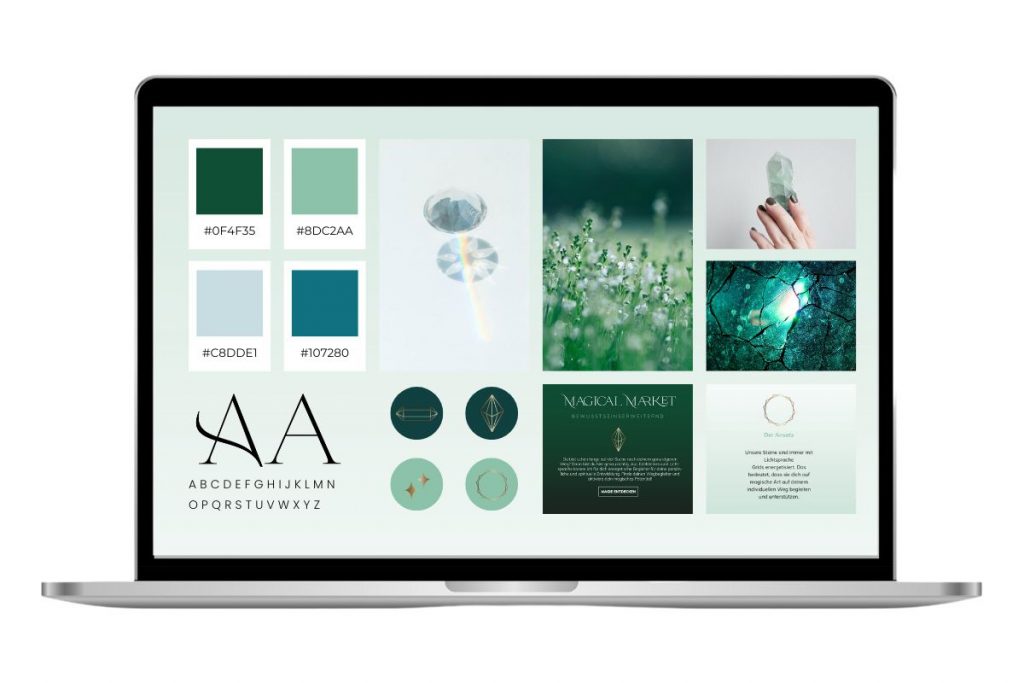Stilvolles webdesign für coaches moodboard in Grün