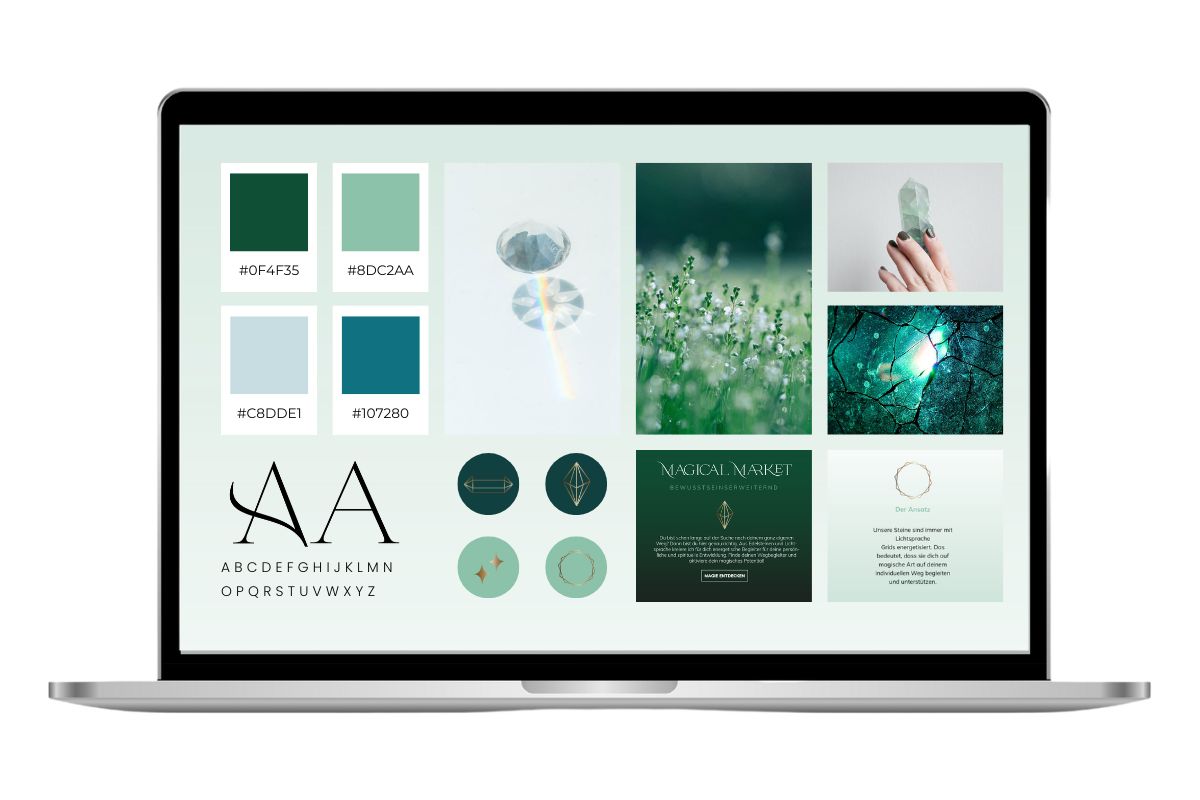 Stilvolles webdesign für coaches moodboard in Grün